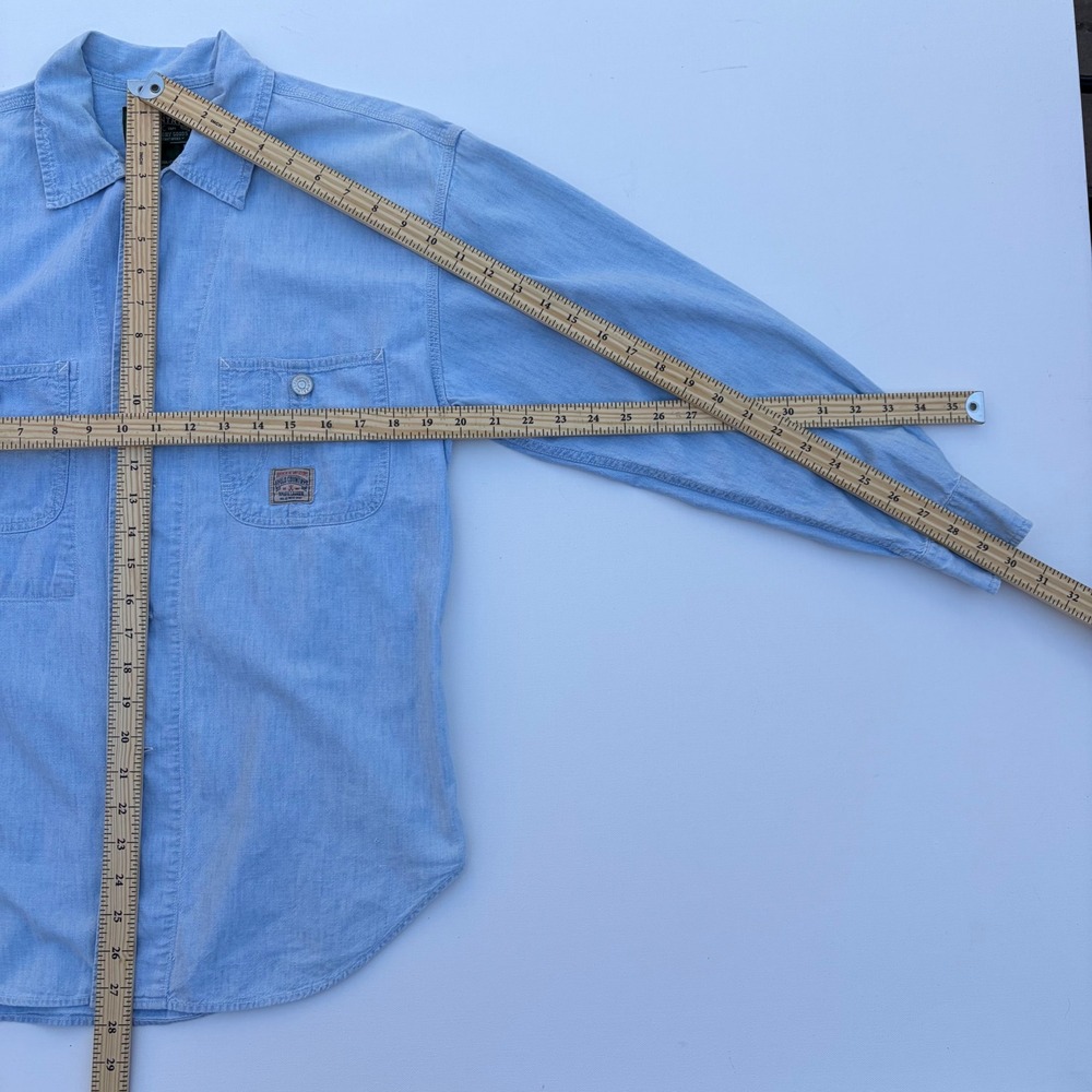 Ralph Lauren Country Mens Vintage S Blue Chambray Work Shirt Cotton Button Up - Picture 8 of 8